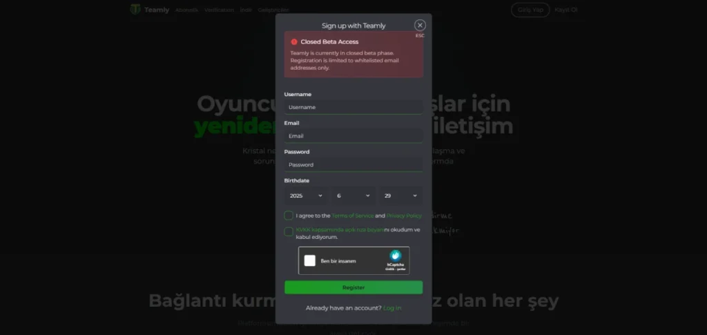 Discord'a Elveda! Yerli Girişim Teamly, Discord'u Tahtından Edebilecek Mi? - İnceledik, Anlatıyoruz! 3 Teamly One beta, hesap oluşturma ekranı
