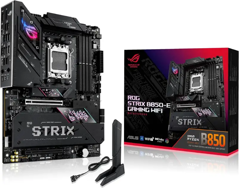 Amazon Prime İndirimlerinde 100+ Ürün İnceledim, En İyi Teknolojik Fırsatları Listeliyorum! 22 ASUS ROG STRIX B850-E GAMING WIFI AMD B850 AM5 DDR5 8000 DP HDMI Type-C 5x M2 USB3.2 Gen 2x2 WiFi 7 + BT AURA RGB 5Gbit LAN ATX 3xGen5 M.2, ASUS Q-Design, Ready for Advanced AI PC
