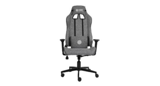 gri renkli ve ergonomik tasarıma sahip Hawk Fab v1 Kumaş Oyuncu Koltuğunun önden görünümü. Koltuk, uzun süreli kullanımlar için tasarlanmış nefes alabilen özel dokuma kumaş ile kaplıdır. Sırt kısmında, konfor sağlayan akıllı sünger dolgulu ve üzerinde Hawk Gaming Chair logosu bulunan baş yastığı ile bel desteği yer almaktadır. Yanlarda siyah renkli, ayarlanabilir 3D hareketli kolçaklar bulunur. Alt kısımda ise yükseklik ayarını sağlayan mekanizma, dayanıklı Class 4 amortisör, siyah metal yıldız ayak ve sessiz hareket eden tekerlekler detaylı bir şekilde görülmektedir.