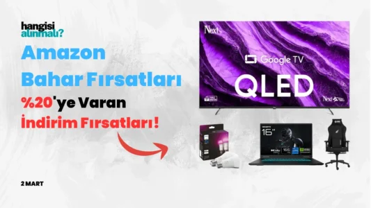 Amazon bahar fırsatları kampanyasında indirime giren televizyon, laptop, ampul ve oyuncu koltuğu modeli