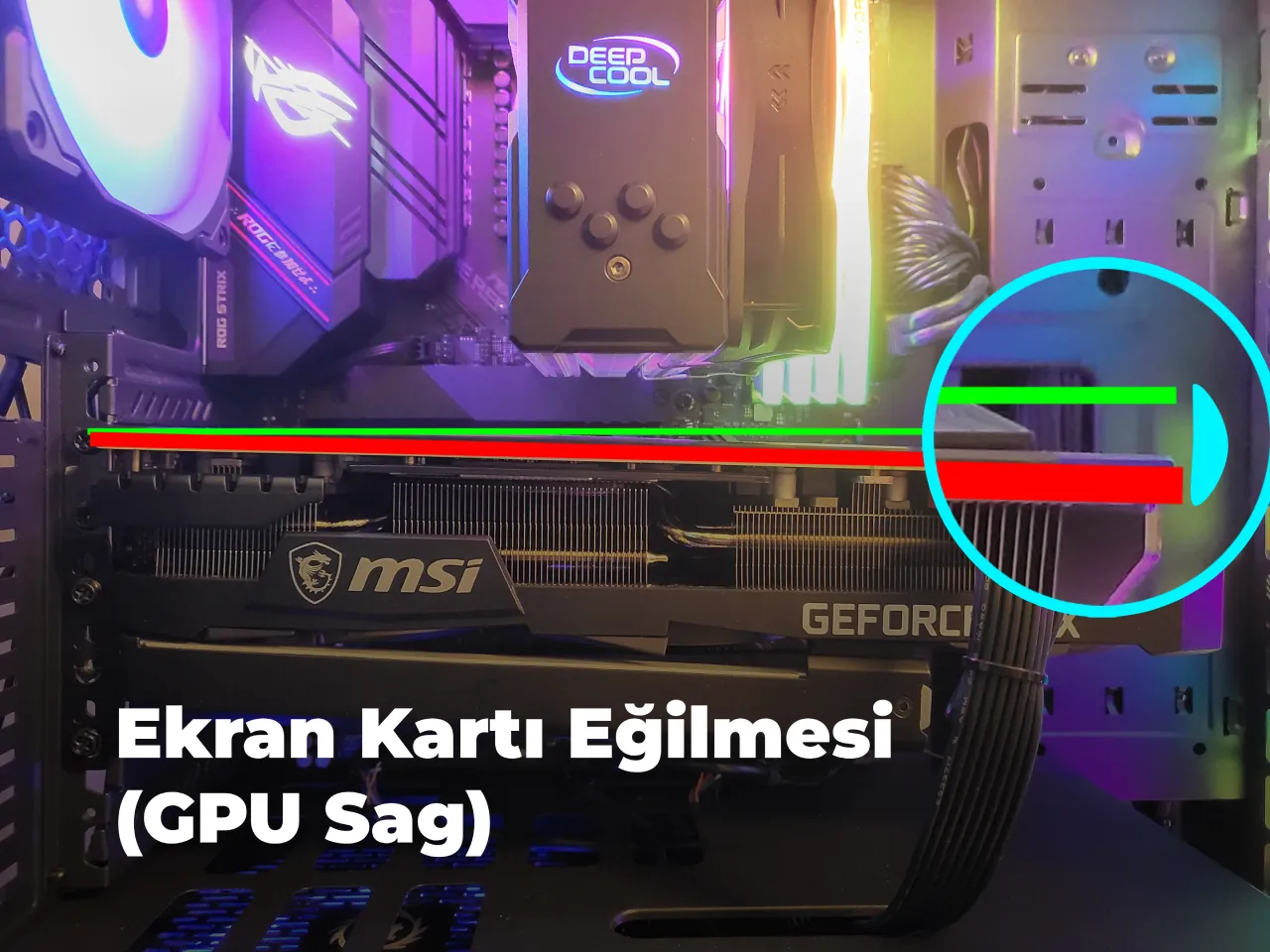GPU Sag kullanılmadığı için sarkan bir ekran kartı.