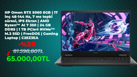 HP Omen RTX 5060, Ryzen AI 7 350 Gaming Laptop Amazon Bahar Fırsatlarında %20 İndirime Girdi