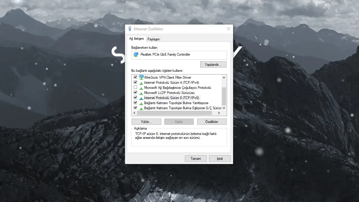 Windows işletim sisteminde IPv6 protokolü aktifleştirme adımları