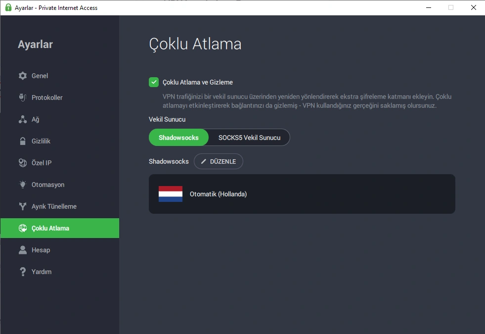 Private Internet Access İnceleme 14 Private Internet Access Çoklu Atlama ve Obfuscation